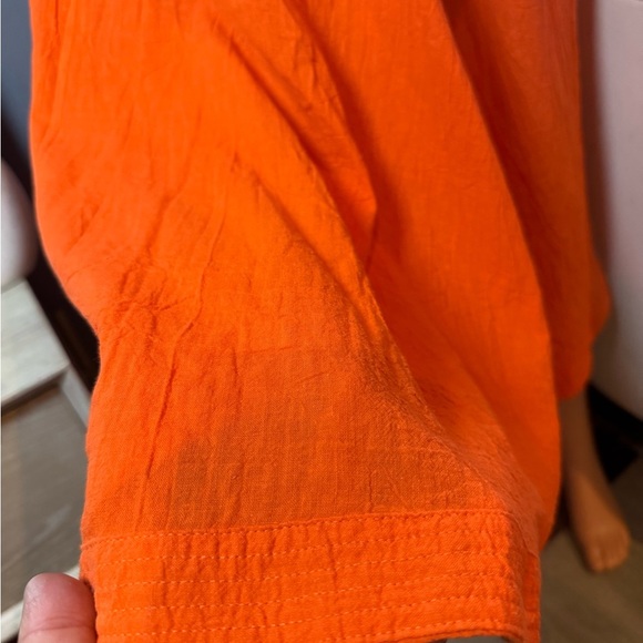 Vibrant Orange Shirt  A-Line Midi Skirt with Pleats - Picture 2 of 11
